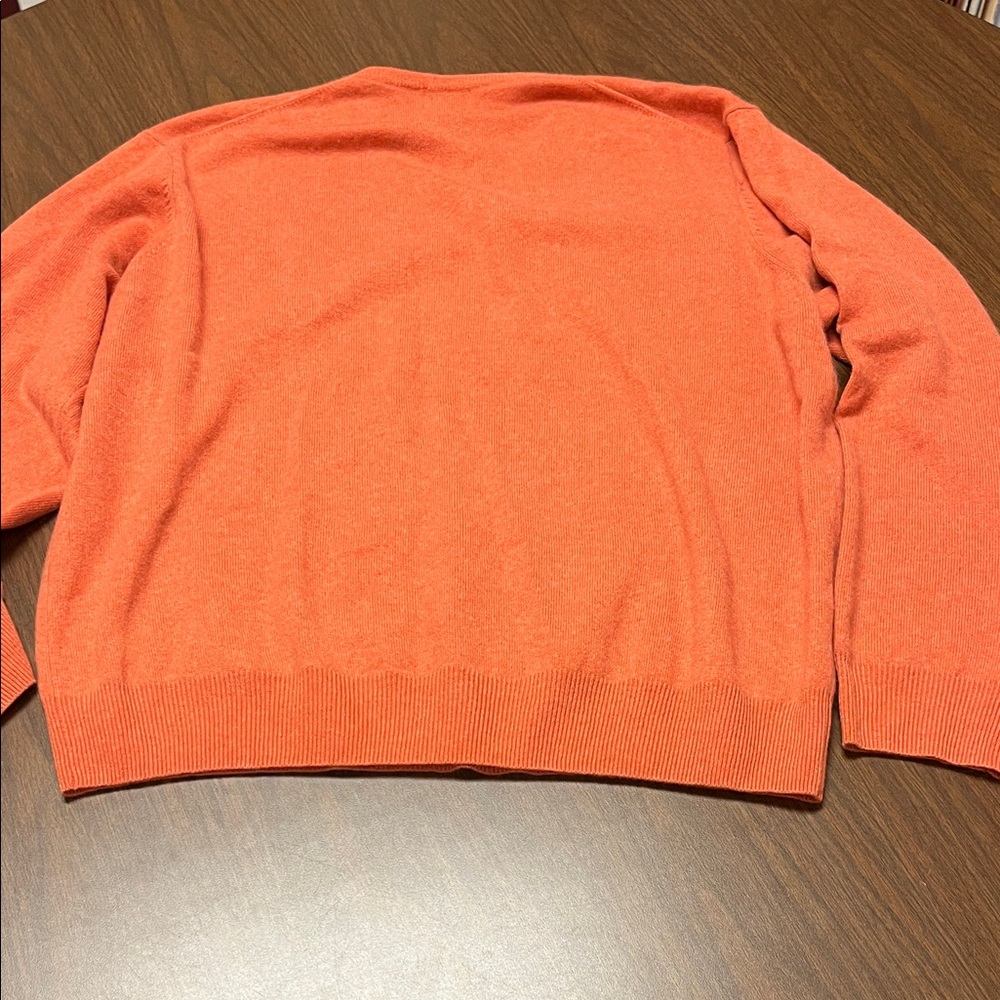 Jos. A. Bank orange cashmere v neck sweater, size extra large - Picture 5 of 6